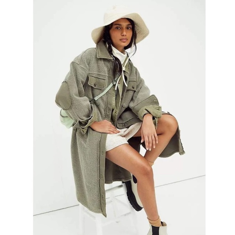 Free People Olive Green Oversized Jacket